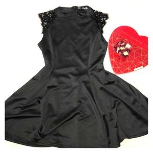Black Homecoming Dress with Lace over the shoulder